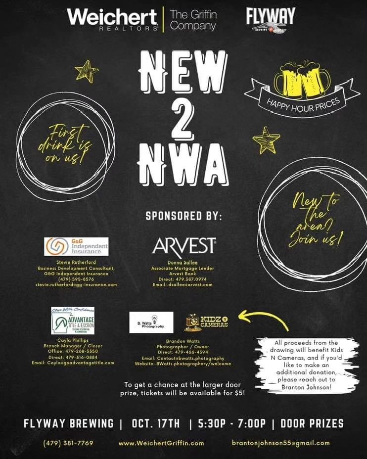 Welcome to NWA or even if you&rsquo;re already part of the community, we invite you to join us on October 17th for a special event supporting Kidz N Cameras! Enjoy an evening of networking, meeting new friends, and giving back to a great cause. We&rs