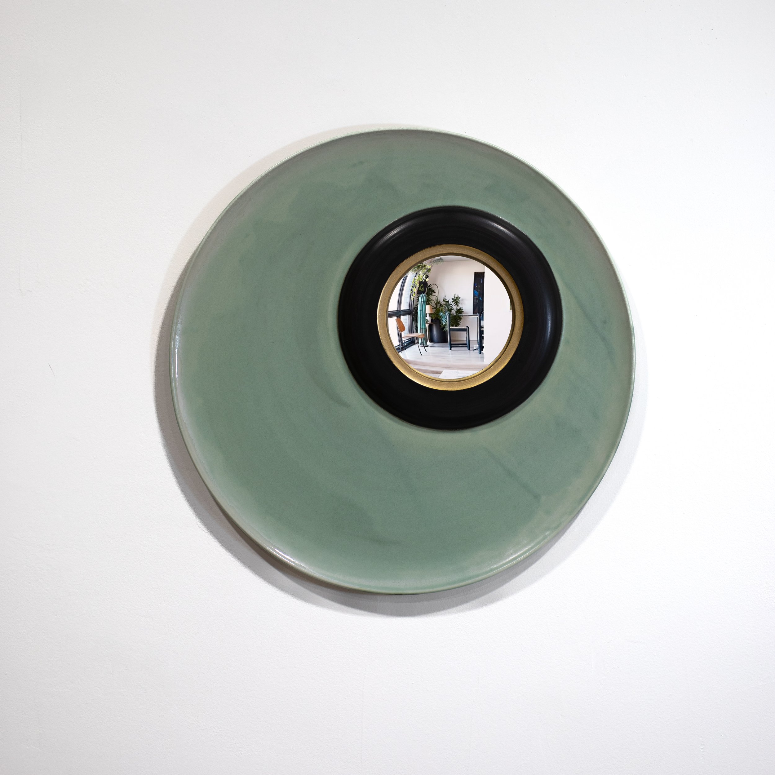 Aqua Off center convex mirror