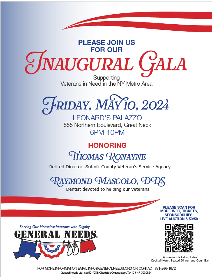 General Needs Inaugural Gala 2024 Honoring Veteran Heroes, May 10