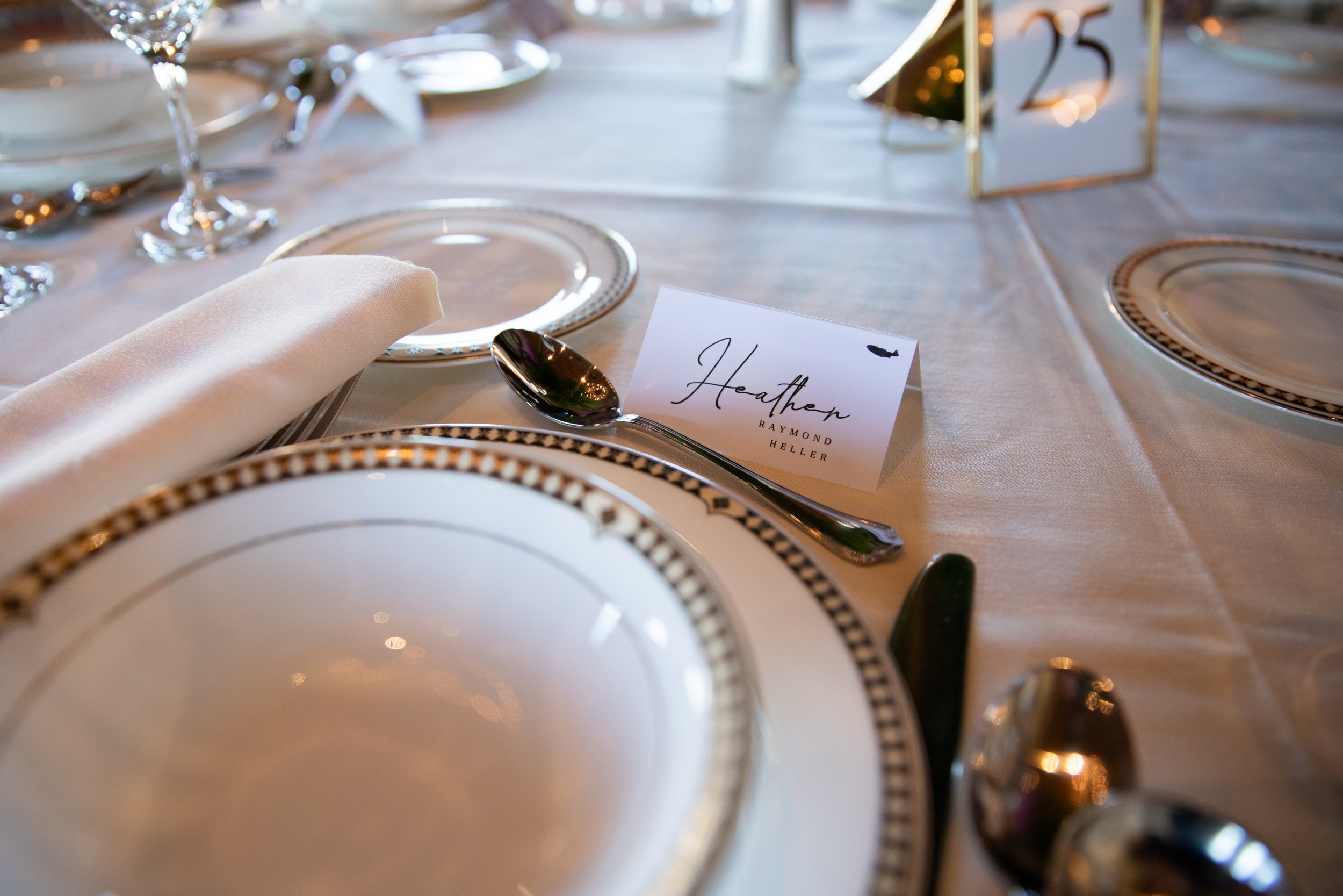 Wedding place settings at The Graduate Hotel in Providence RI
