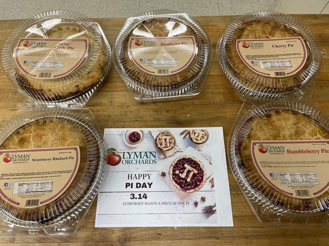 Thanks to the generosity of our friends at Lyman Orchards, we&rsquo;re celebrating Pi Day the best way possible! Thank you! 

#piday #pieday