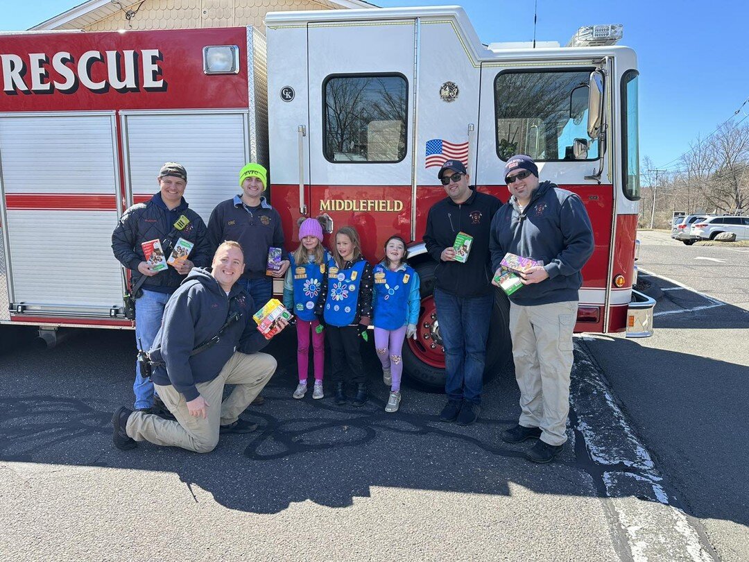 Members took a detour while returning from training to support the local Daisy Troop selling cookies on Main Street. We&rsquo;re happy to support our local community groups!