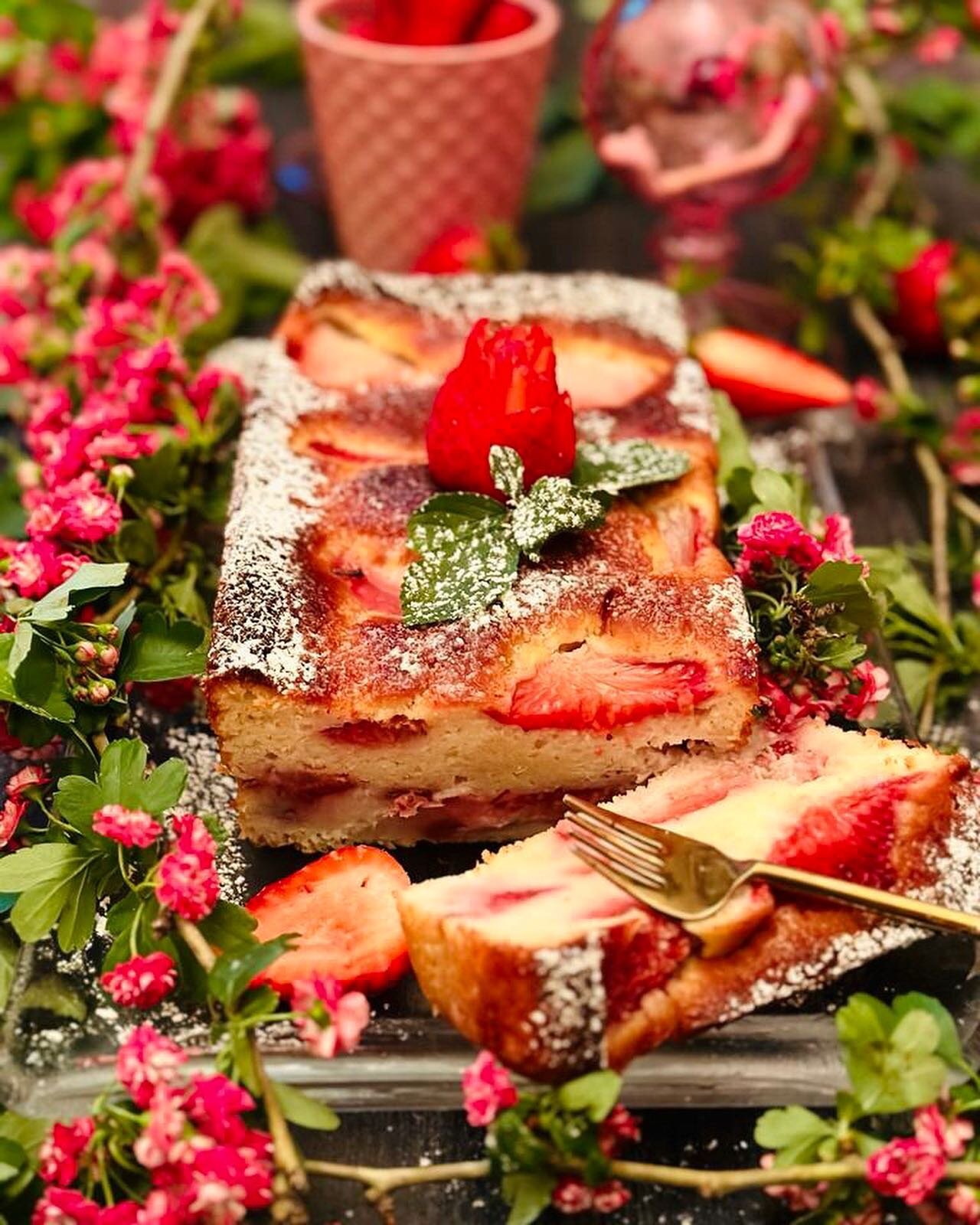 This moist fluffy cake is bursting with fresh fragrant strawberry flavor. Beautiful, delicious and incredibly light, it will surely become a favorite!

Strawberry Loaf Cake
Serves 8

Ingredients:

1 1/2 cups all purpose flour
2 tsp baking powder
1/2 