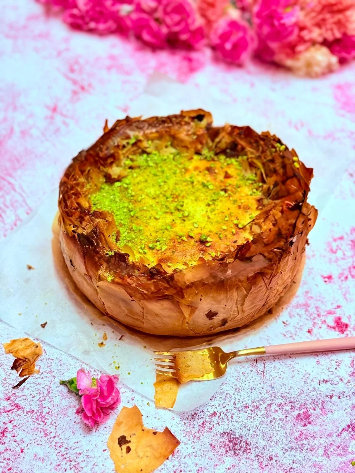 Burnt Basque Baklava Cheesecake