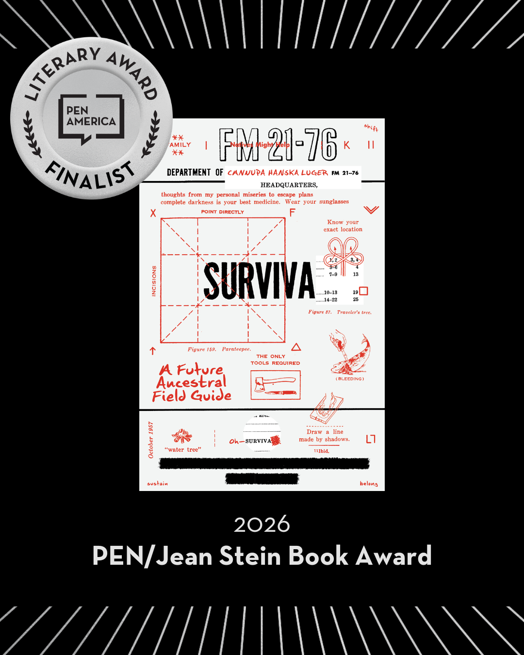 SURVIVA: A Future Ancestral Field Guide named a Finalist for the PEN/Jean Stein Book Award!
