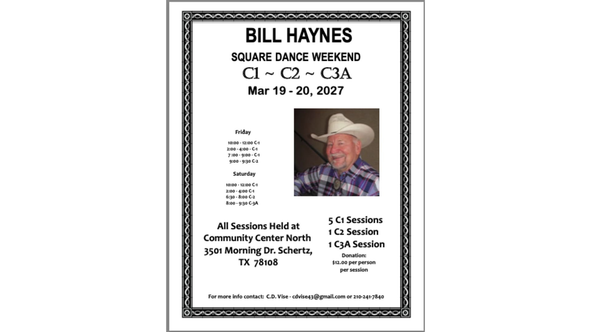 Bill Haynes offers a C1-C2-C3 Weekend