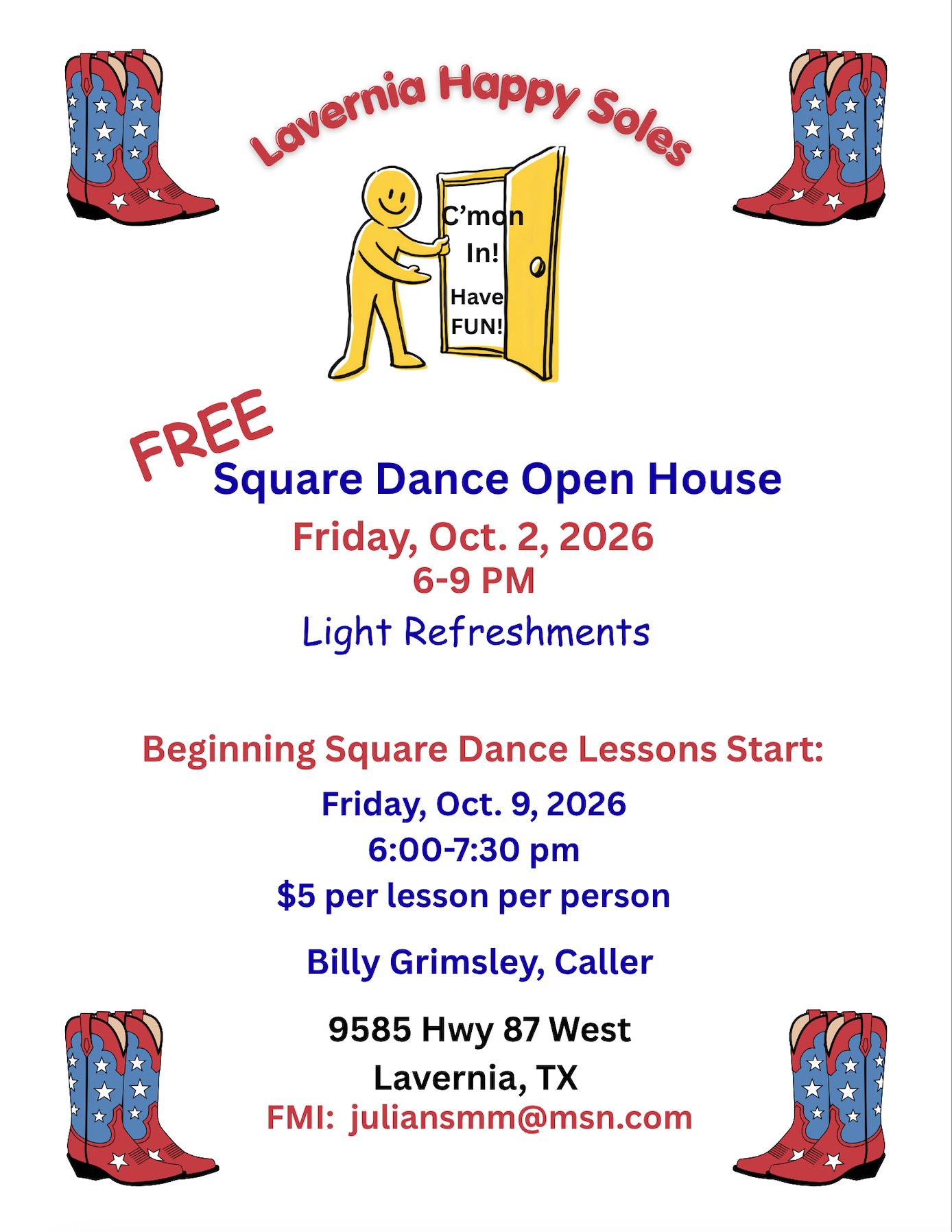 Beginning Square Dance Lessons at Lavernia Happy Soles