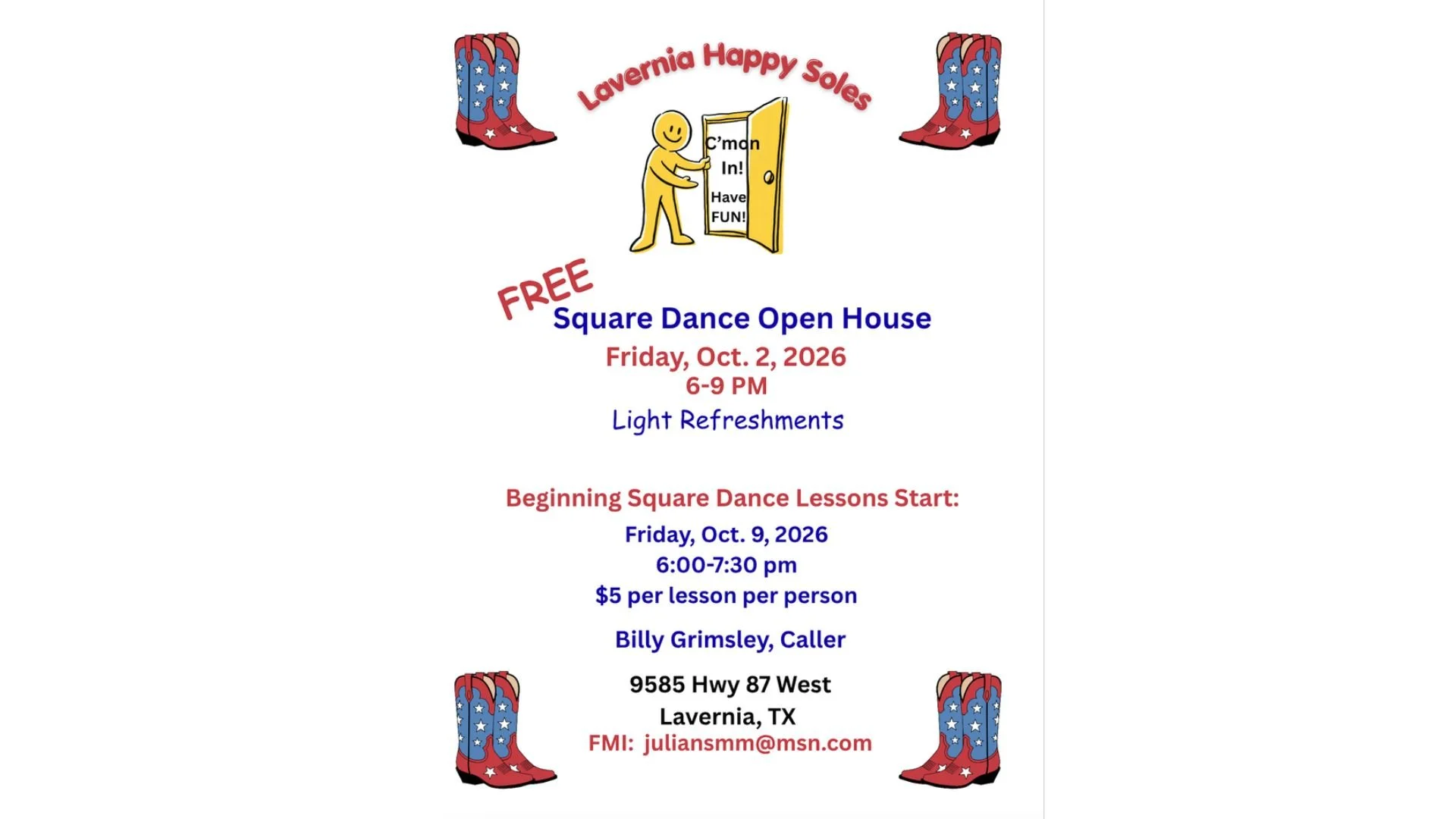 Beginning Square Dance Lessons at Lavernia Happy Soles