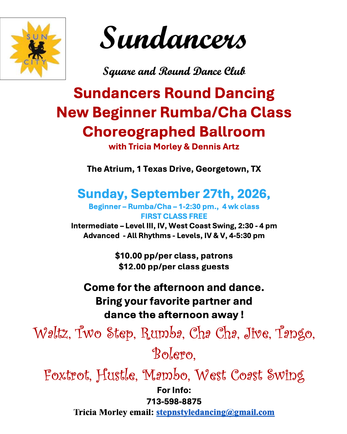 New Beginner Rumba/Cha Class at Sundancers