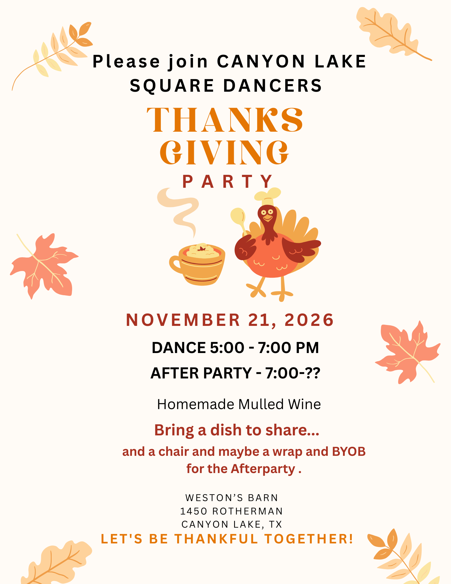 Canyon Lake Square Dancers Thanksgiving Party