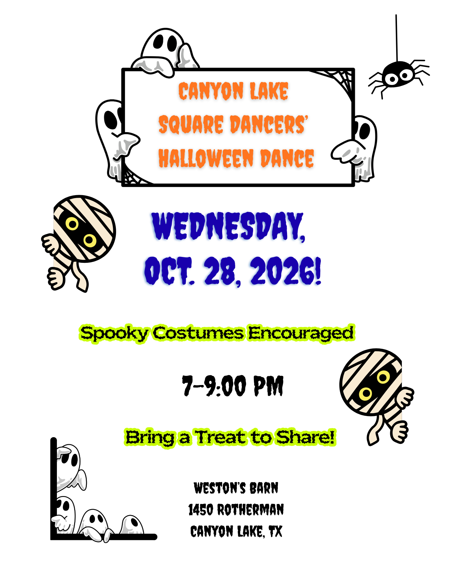Canyon Lake Square Dancers Invite you to a Halloween Dance