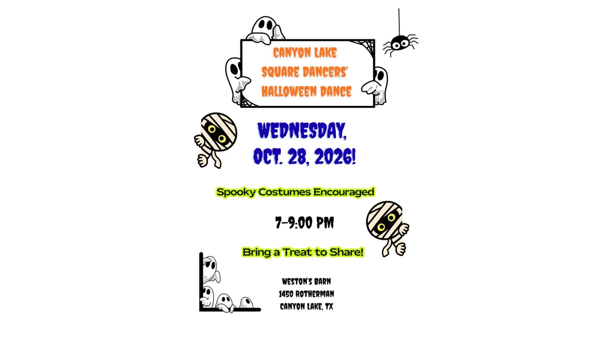 Canyon Lake Square Dancers Invite you to a Halloween Dance
