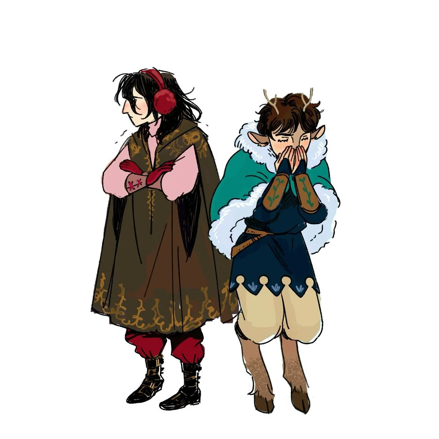 going through my procreate files. here's a little doodle I did of rowan and victor way back in january or february when it was freezing and snowy outside...now I wish it was a little colder here....