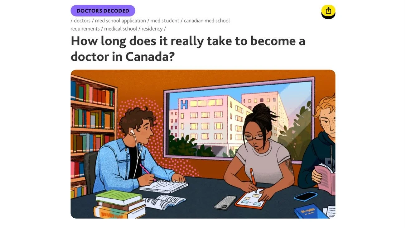 Here's another piece I did for the Canadian Medical Association, all about studying. I've never studied medicine the way the students in this illustration are, but I miss going to the library with my friends and making notes together...
Thank you Max