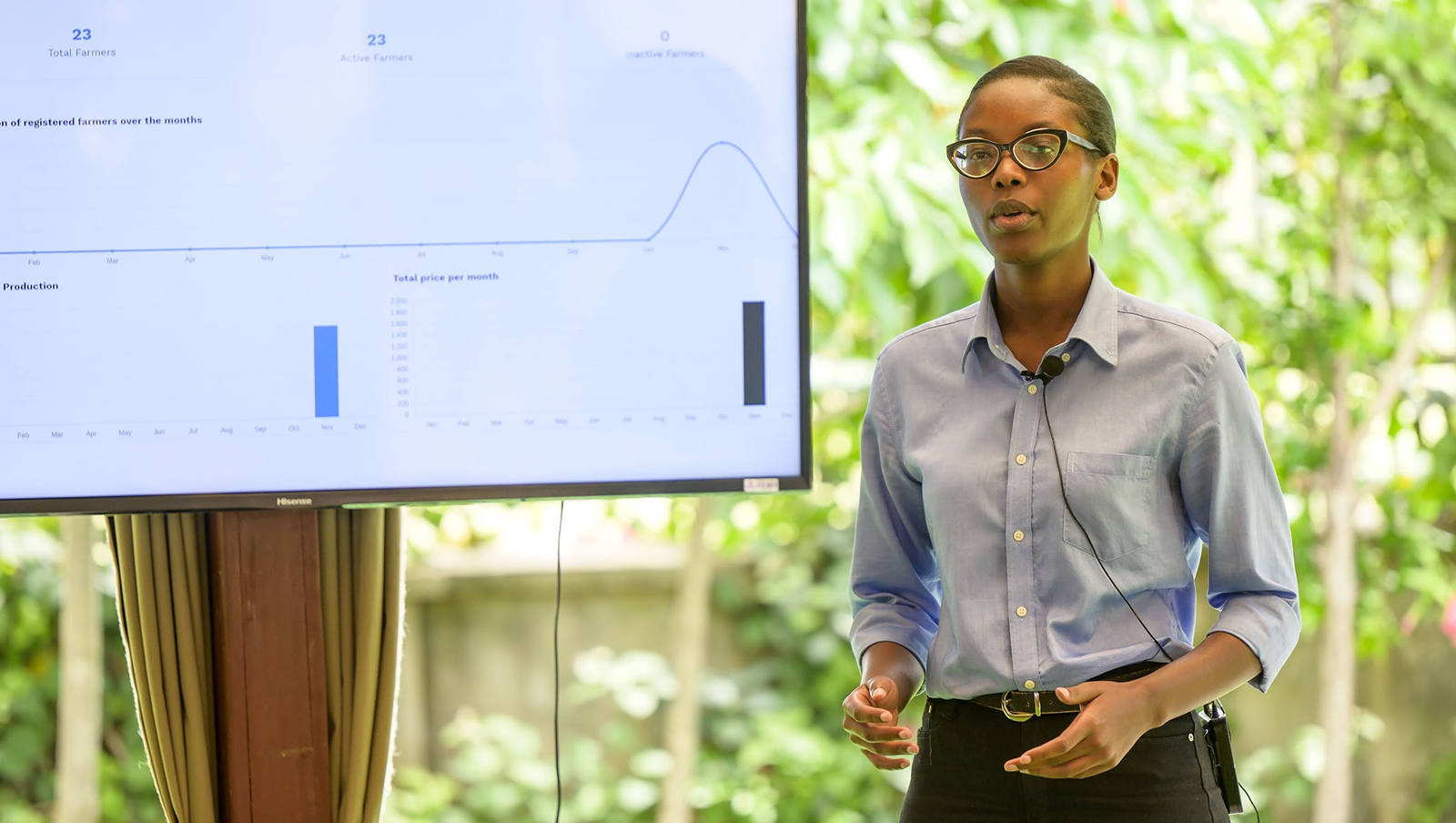 Woman presenting technical charts