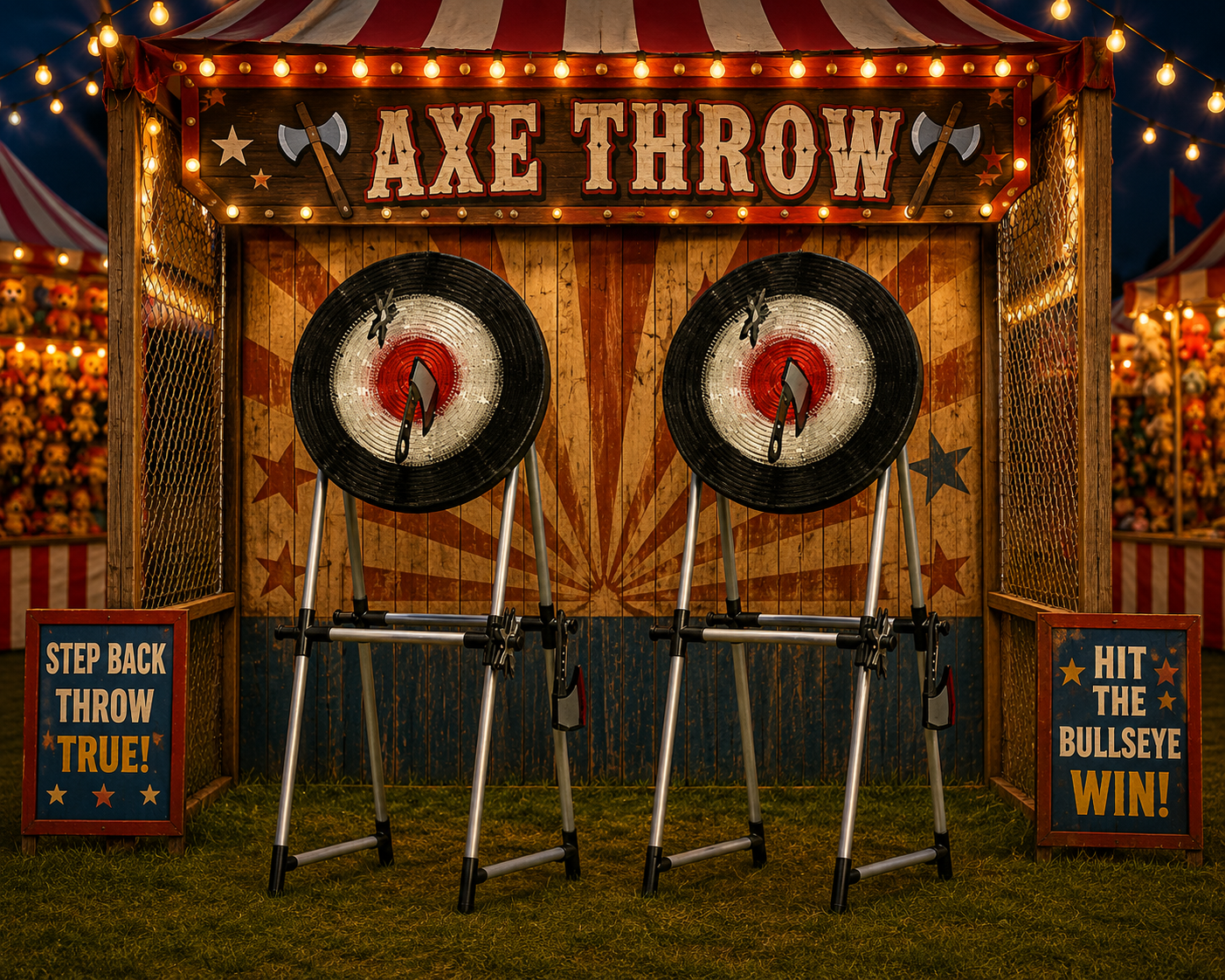 Axe Throwing Game Black and White Targets