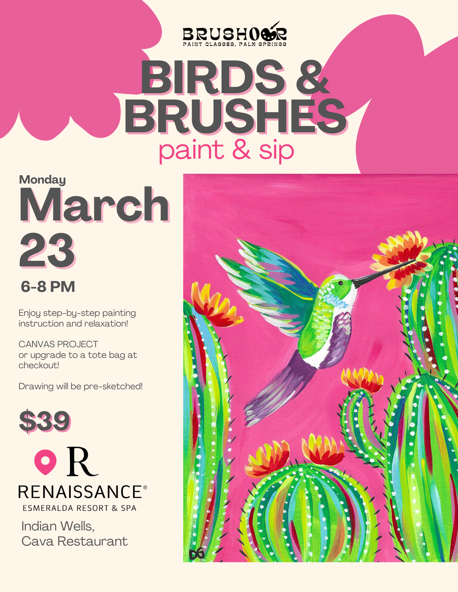 03/23/26  6-8 PM Birds and Brushes @ Renaissance Esmeralda Resort & Spa