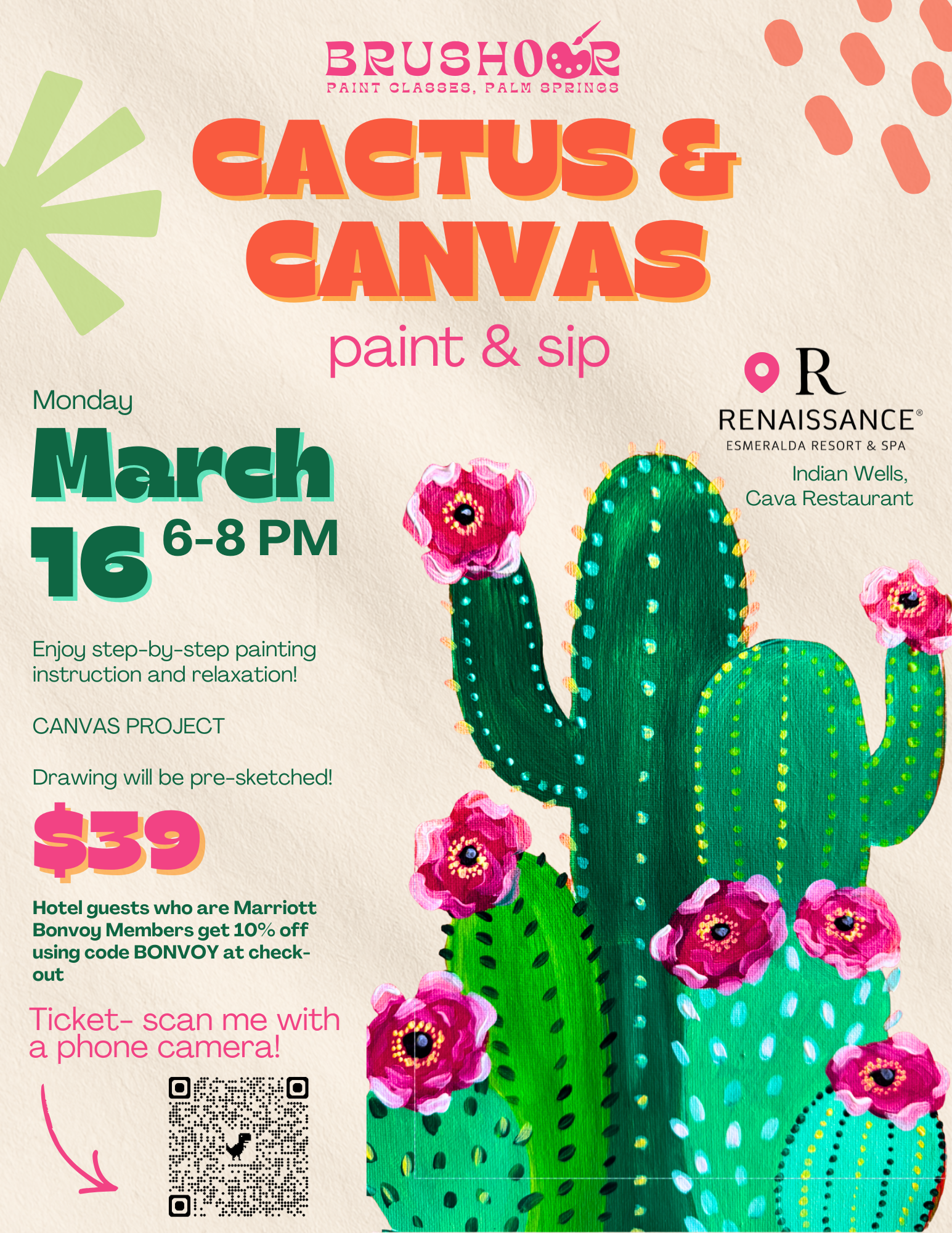 03/16/26  6-8 PM Cactus and Canvas @ Renaissance Esmeralda Resort & Spa