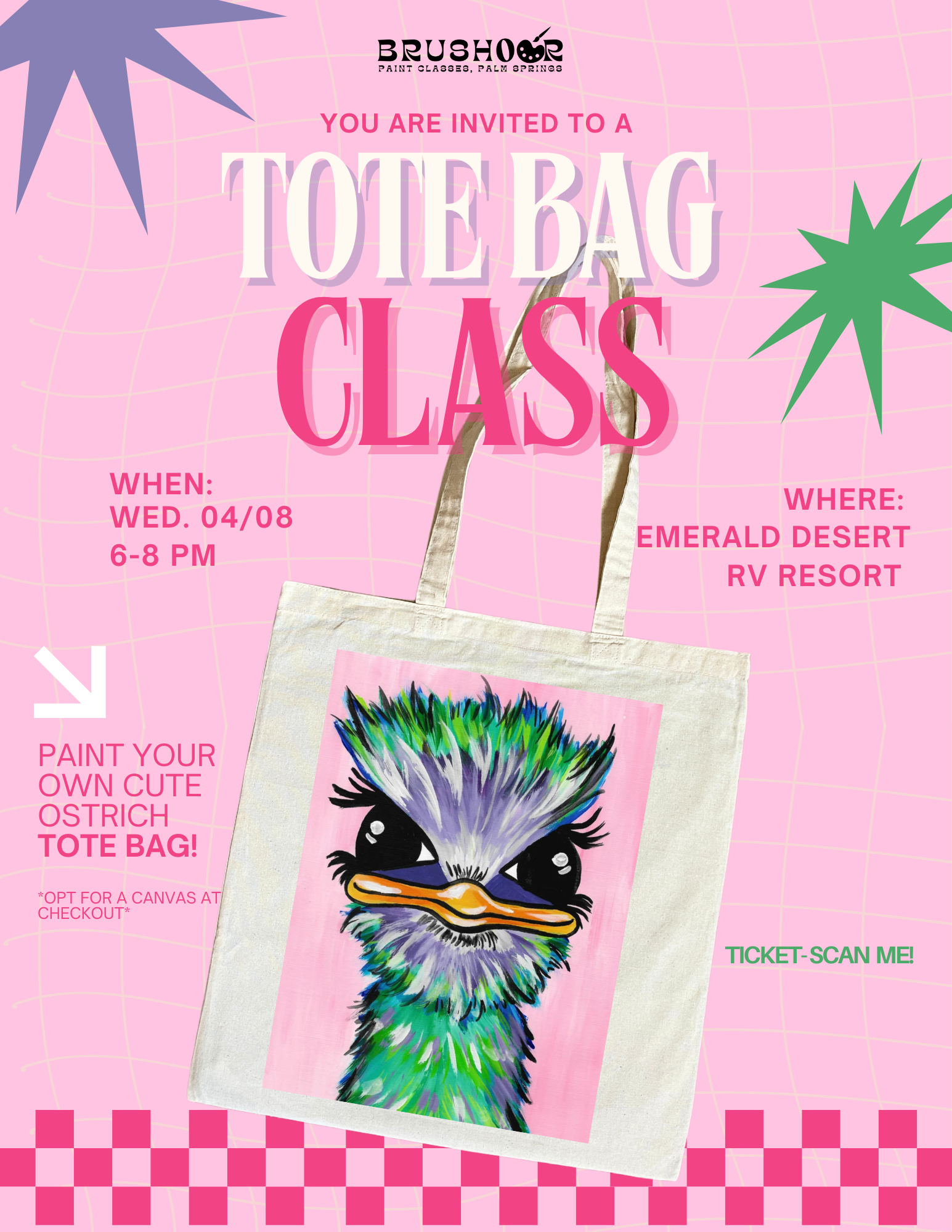 emerald desert rv resort ostrich tote bag class.png