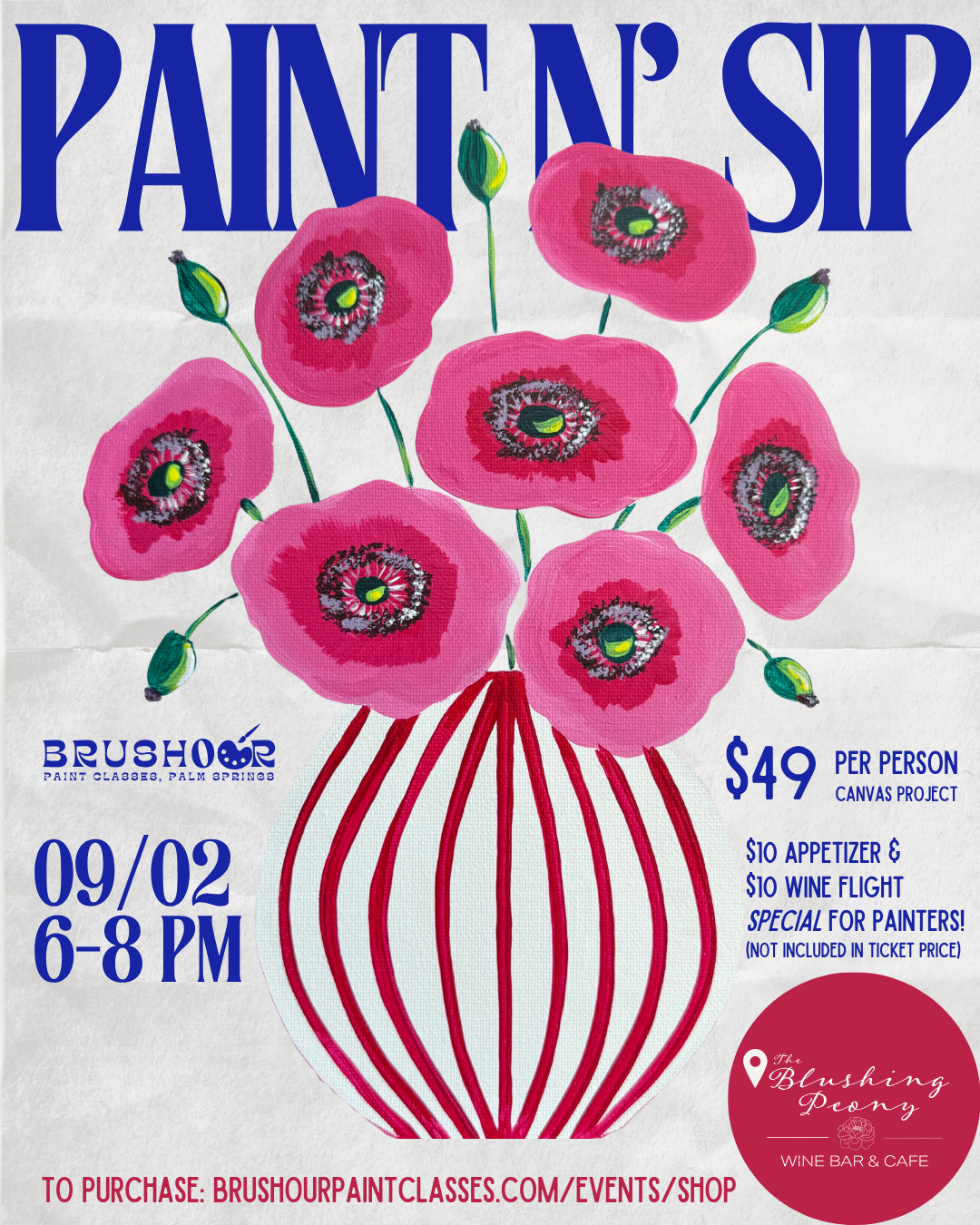 Wednesday, September 2 6-8 PM @The Blushing Peony Paint n' Sip