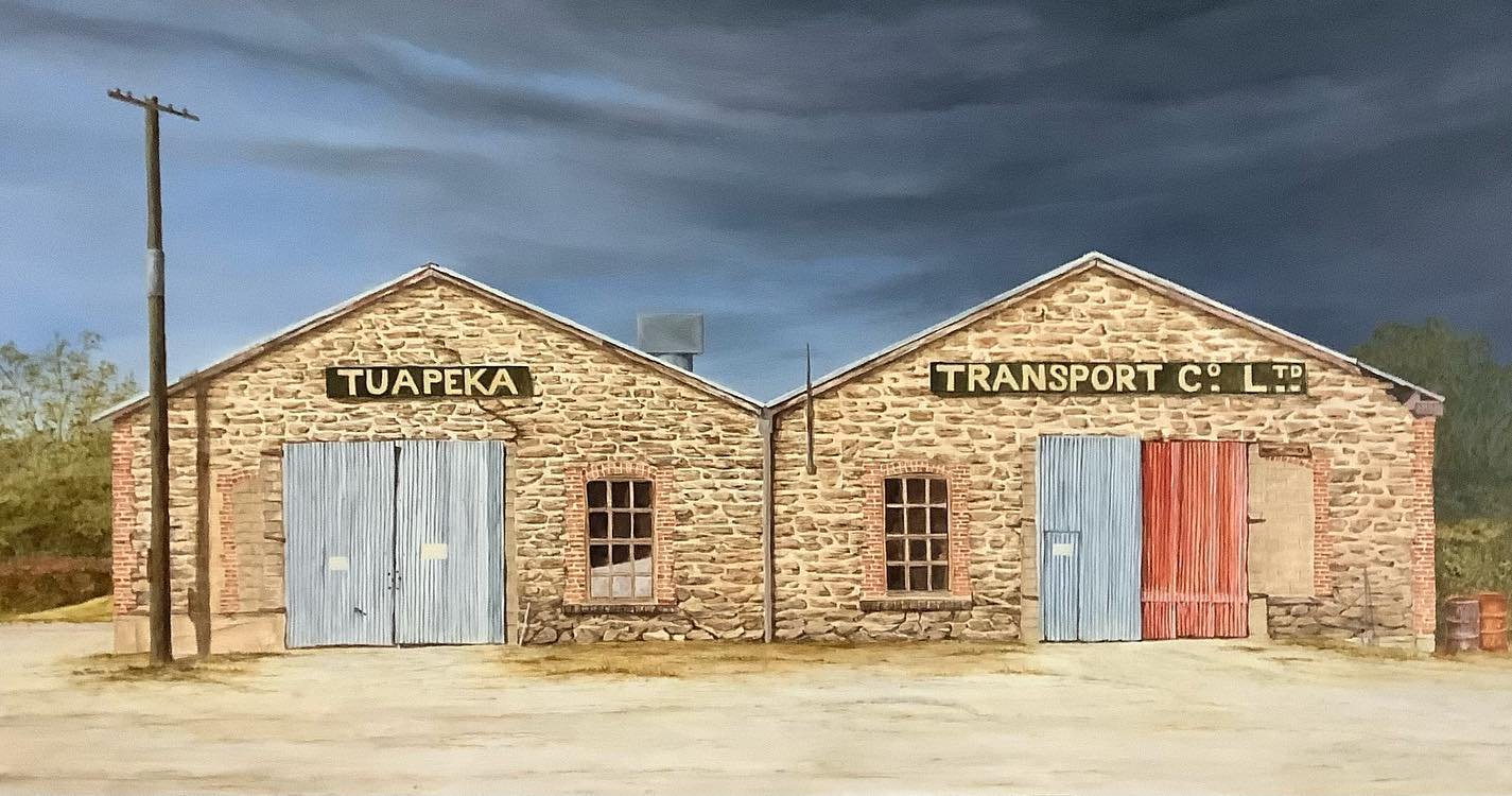 Nearly there on this one , hopefully get this finished up today ! This building was built in 1877 , in 1898 became J C Arbuckle&rsquo;s Tuapeka Bazaar , From 1946 to 1964 the building became the Lawrence branch of the Bruce Woollen mill . Oil on alum