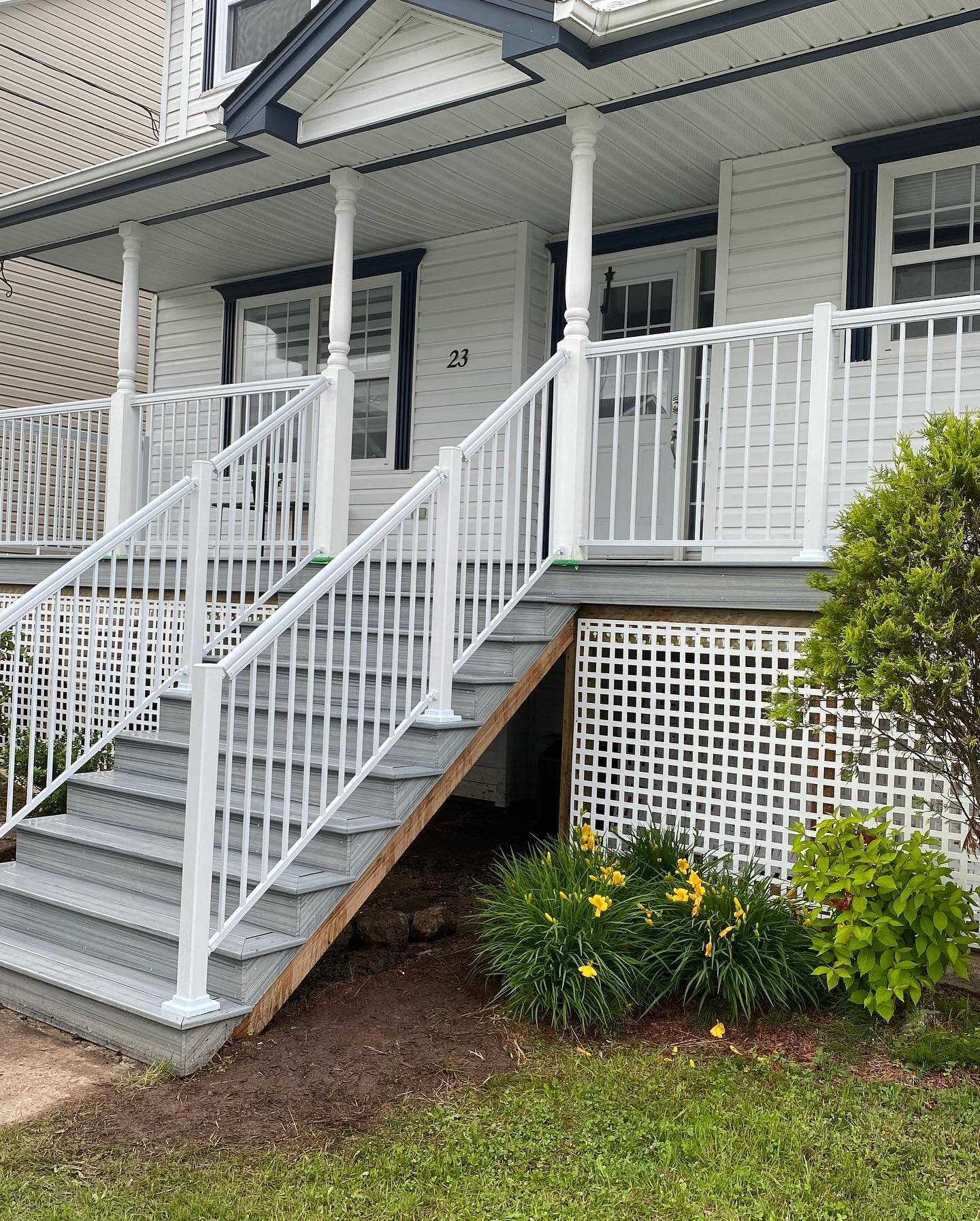 Progress on this composite deck with aluminum railing. Finished photos coming soon!