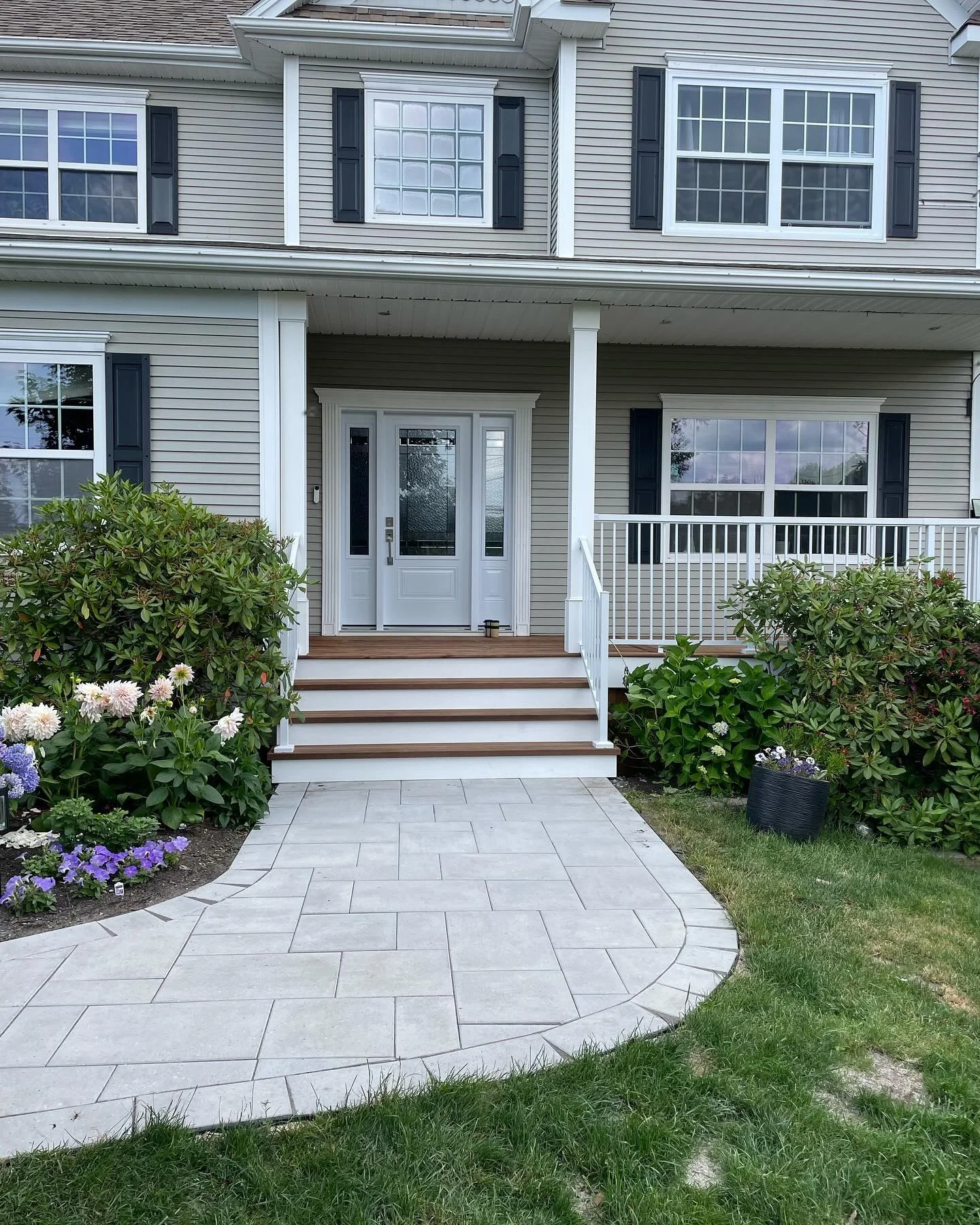 New front porch with custom ash stair treads