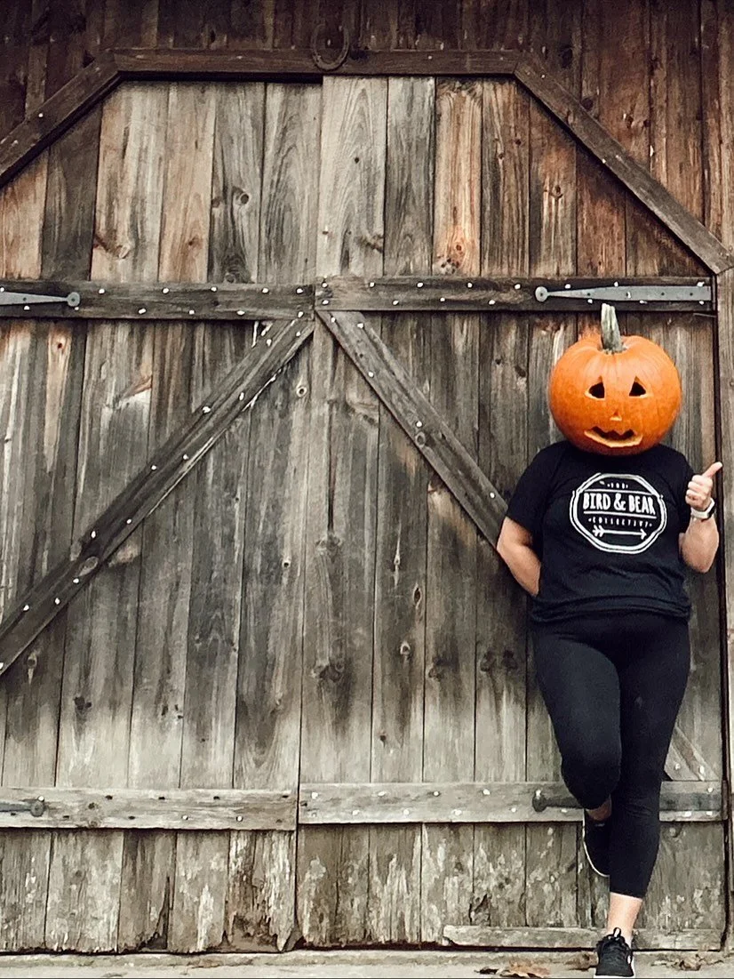You know I love you when I put a raw, heavy &amp; gooey pumpkin on my head to make sure you don&rsquo;t miss all of the good things happening at the Bird &amp; Bear Collective! 

These next few weeks have a bit of it all and we hope that you will be 