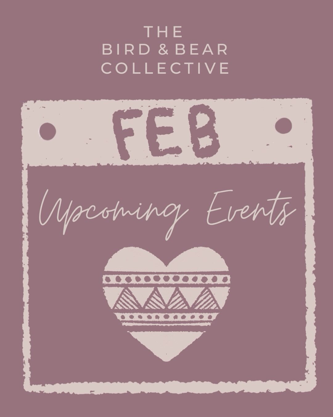 💕 February 💕

We welcome a month of leadership, creativity, mindfulness, play, curiosity, connection and lovers too! 

https://www.birdandbearcollective.com/events