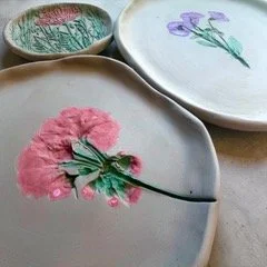 Ceramic Pressed Flower Plates