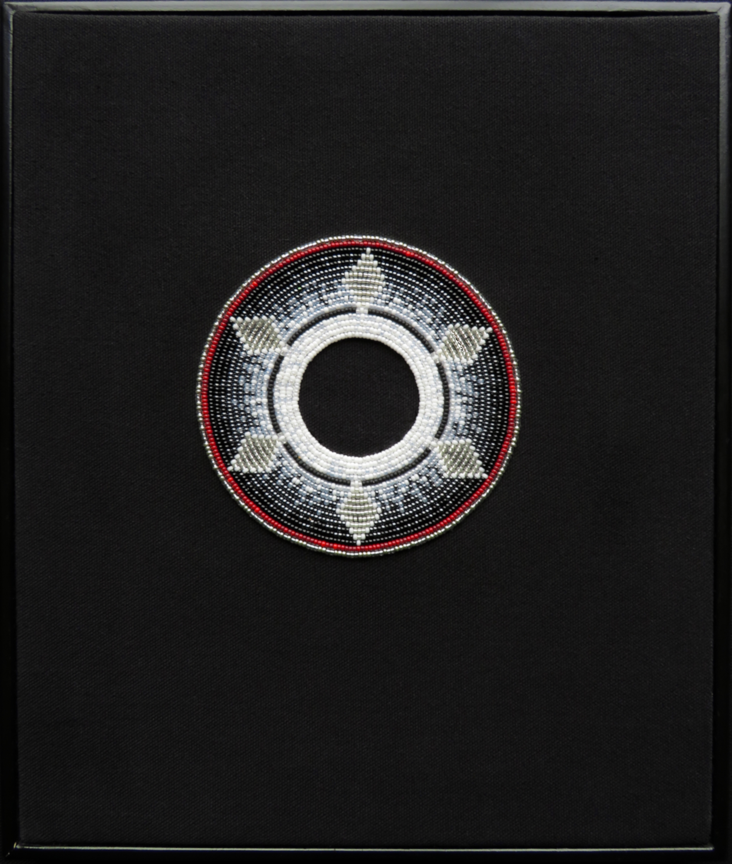 SN*WFLAKE AT THE RUBIC*N  
Miyuki 11/0 seed beads · appliqué on canvas 
masonite panel mount · 9 3/4” x 11 3/4”  
2022 · artist's collection 