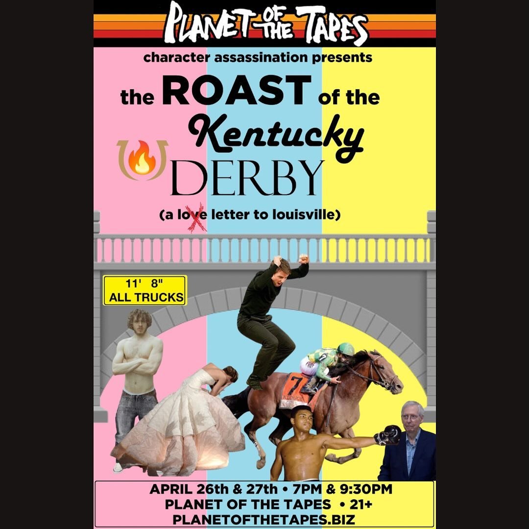 I&rsquo;ll be playing the &ldquo;can opener&rdquo; overpass in @characterassassinationroasts Roast of the Kentucky Derby at @planetofthet on April 26 &amp; 27!
I&rsquo;ll be joined by Jennifer Lawrence, Jack Harlow, Muhammad Ali, Mitch McConnell, &am