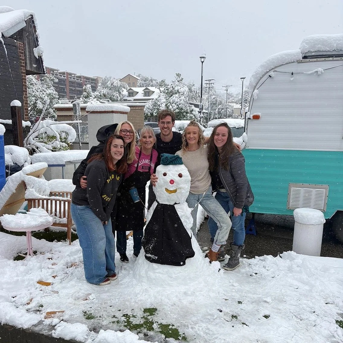 Making the best of this May snow day with a snow barista!