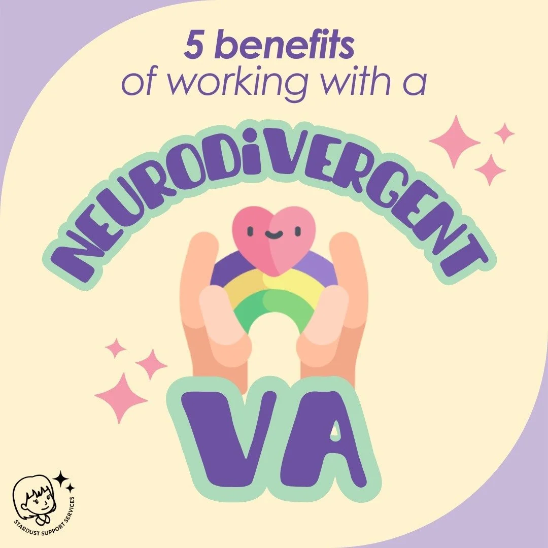 Ever wondered how a neurodivergent VA could transform your life and business? We bring creativity, hyper-focus, and a fresh perspective to everything we do! 
Embrace the power of working with someone who truly understands the strengths and challenge