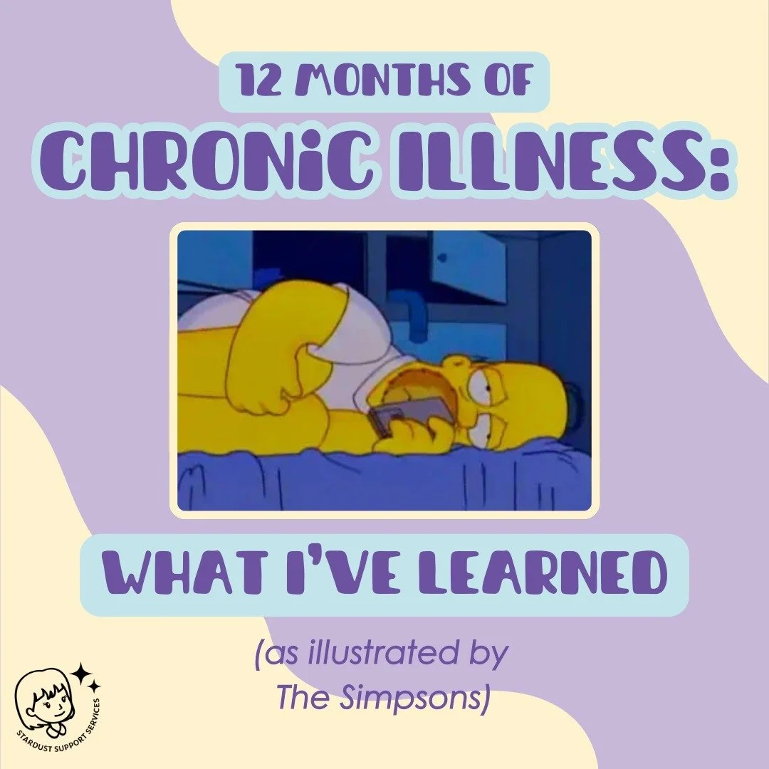 A year ago today, I suddenly got a weird, intense pain in my wrists and couldn't use them for days. Then came flu symptoms. Then an infected lymph node. Then I spent months in bed, barely able to get to the bathroom and back, my partner cutting up my