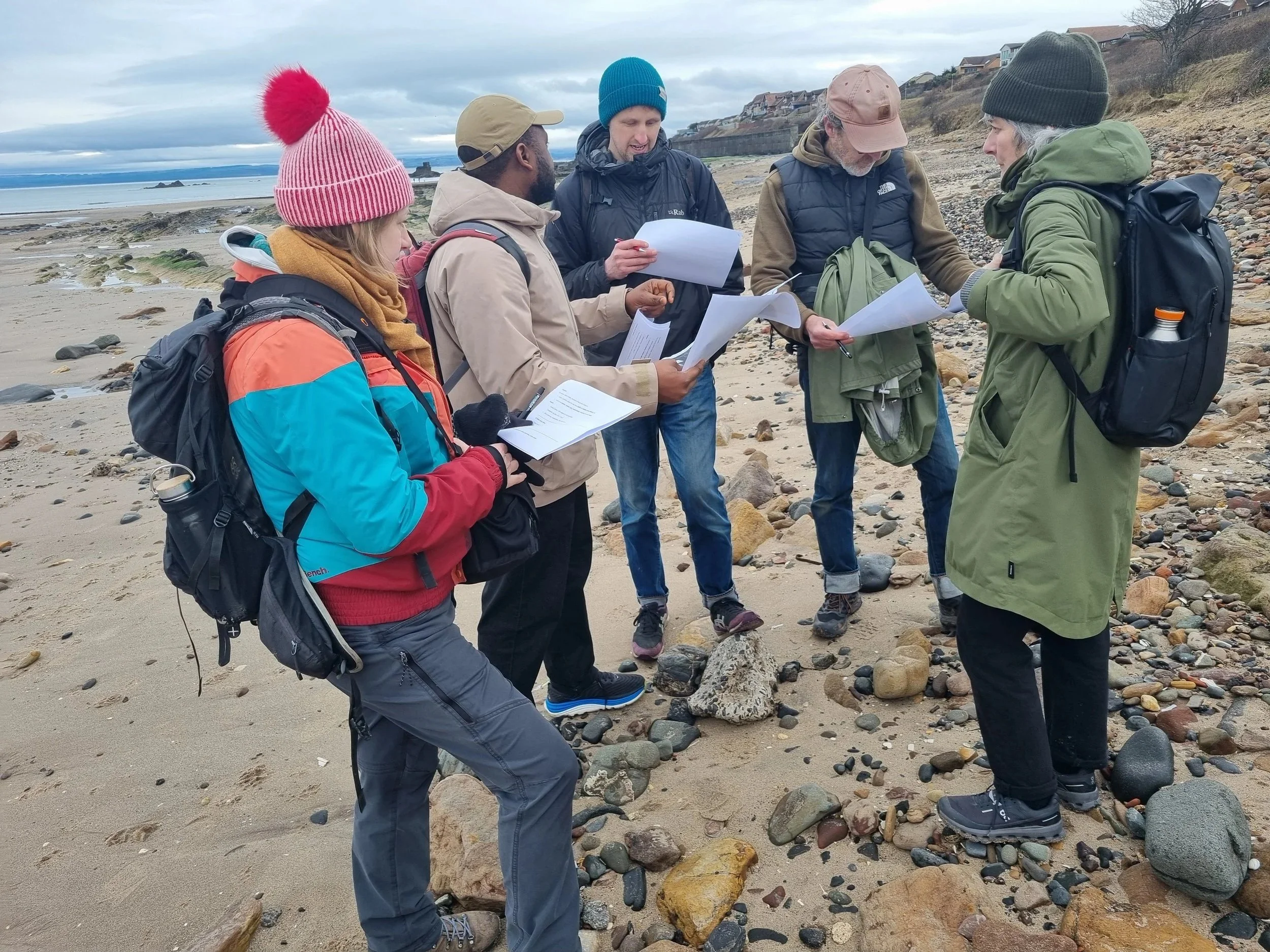 People on Seafield Beach, Kirkaldy