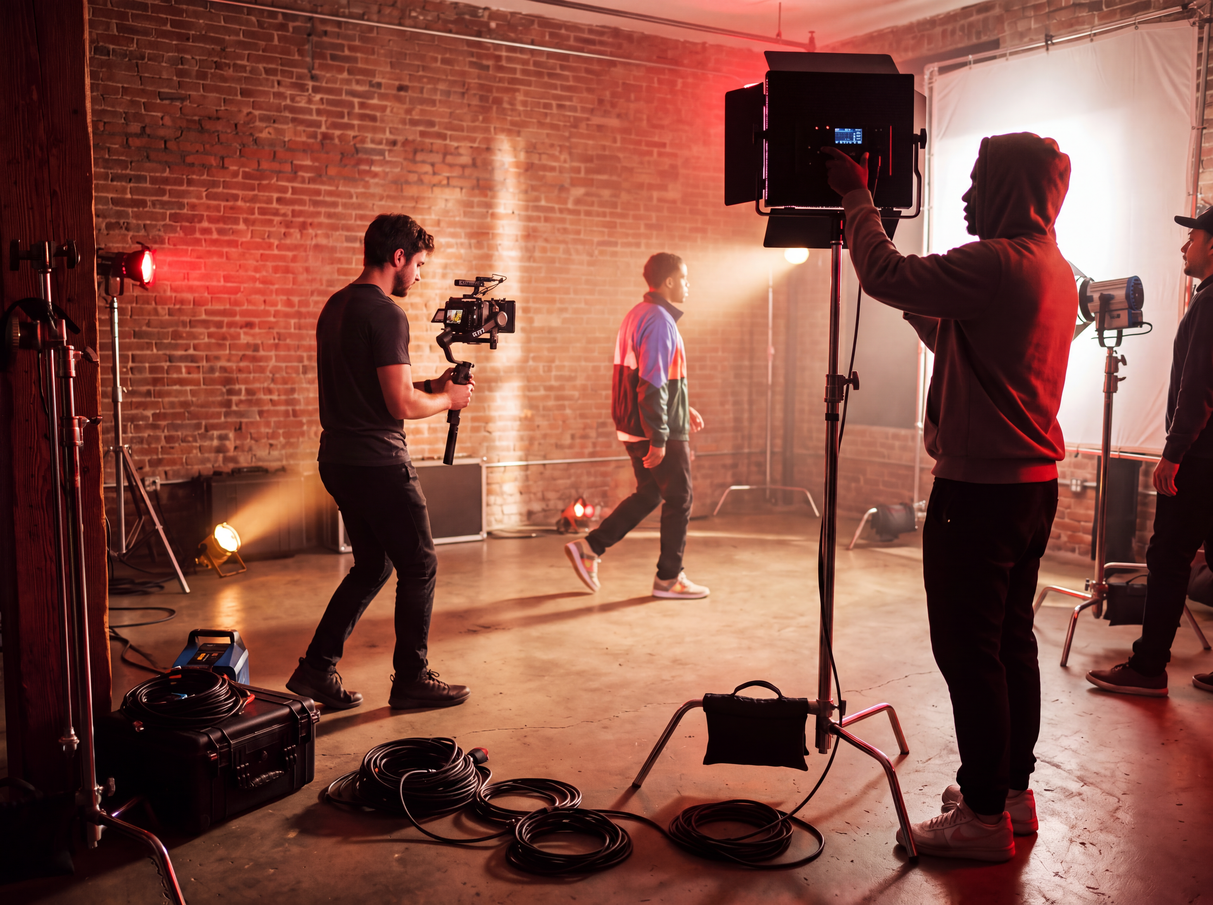 Professional commercial video production in progress