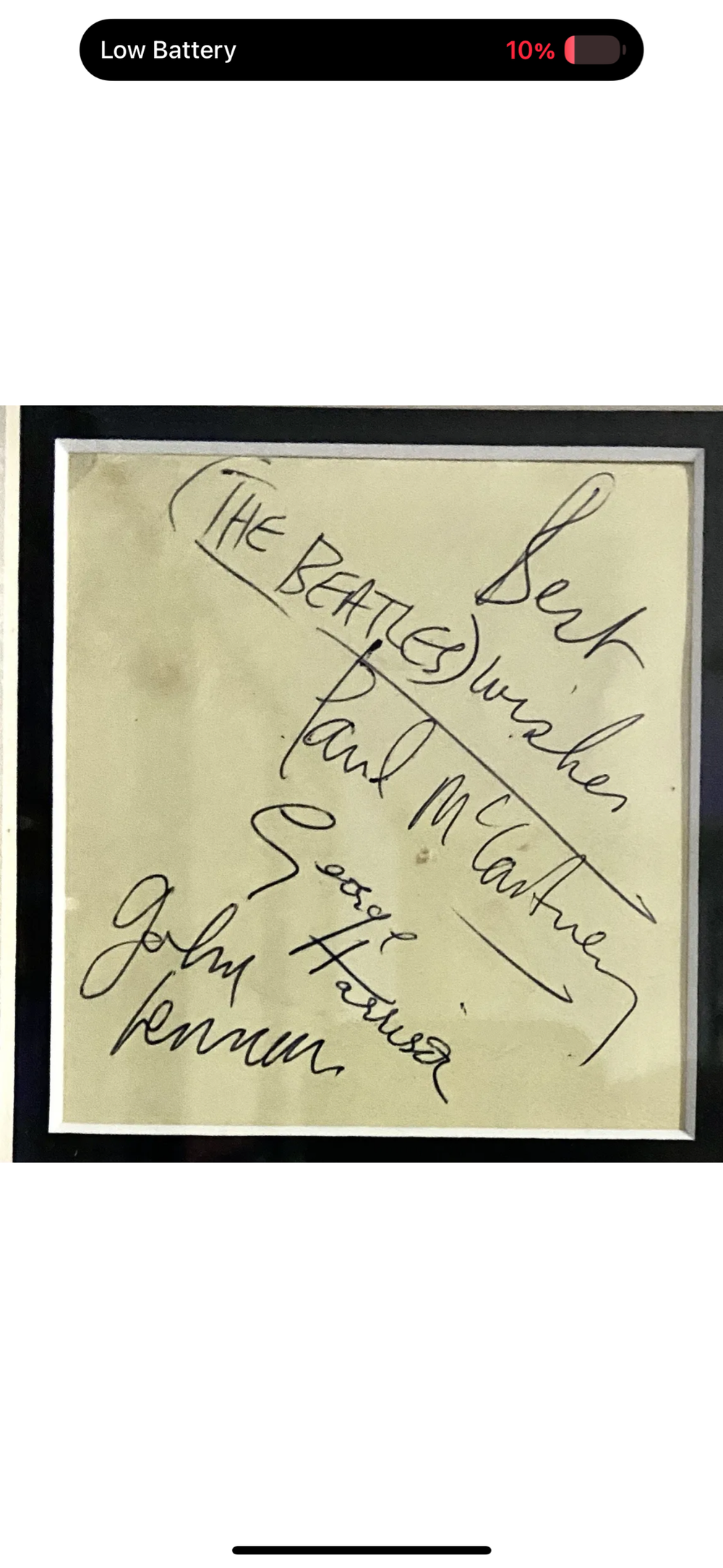 The Beatles FULLY SIGNED Autograph Set Display w/ TYPE 1 CONCERT