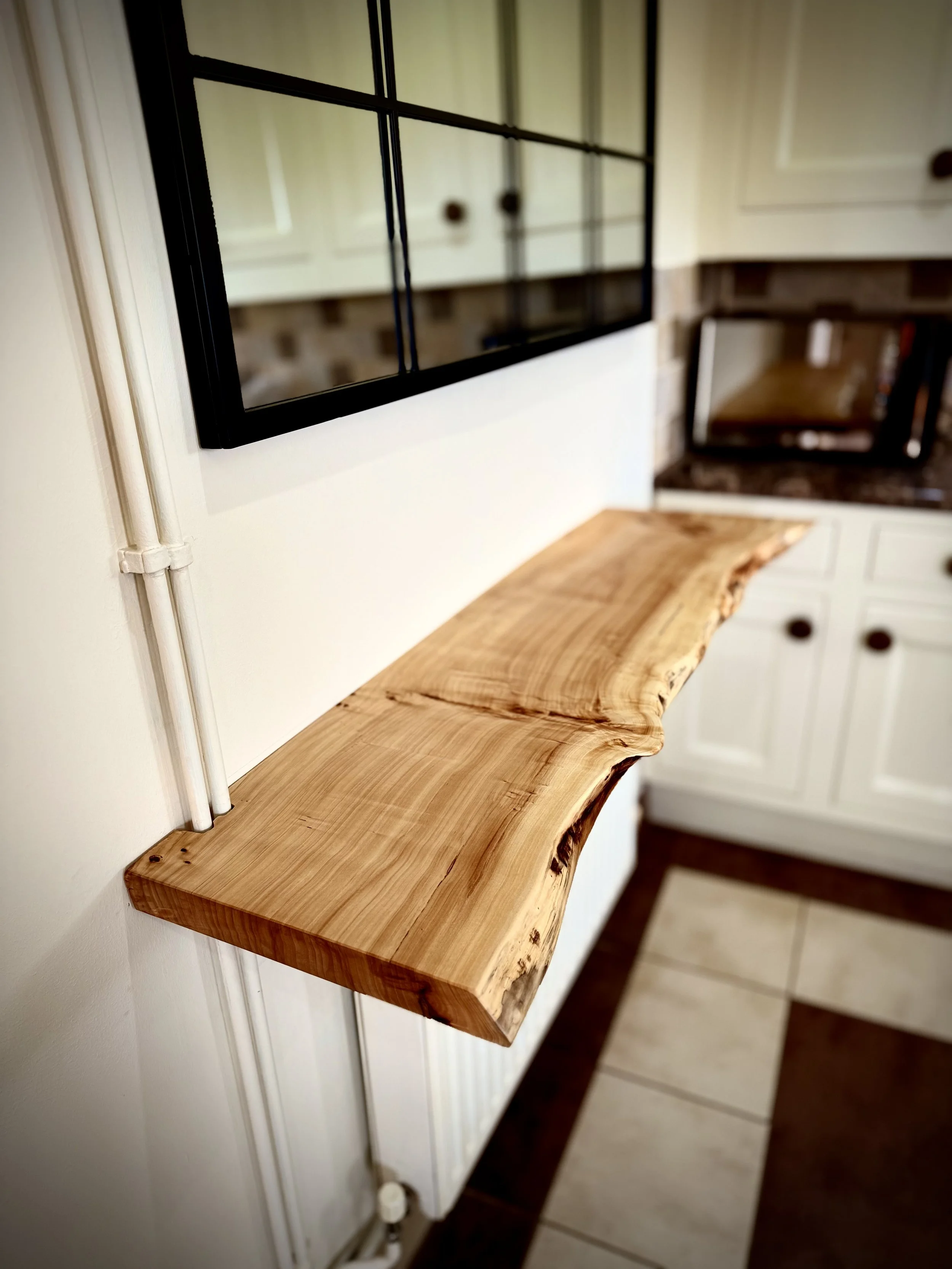Live-Edge Black Poplar Shelf with Antique GWR Brackets (July 2025)