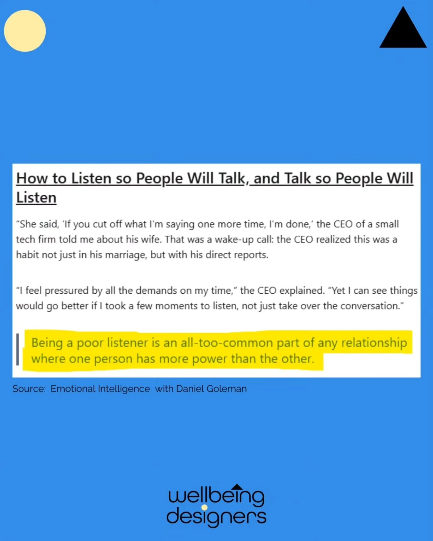 💡 Listening sounds simple. But is it really?

When leaders don&rsquo;t truly listen, employees feel the impact:

🚩 Stress rises.
🚩 Engagement drops.
🚩 Wellbeing takes a hit.

But there&rsquo;s a better way:
👂 Be fully present.
⏸ Let people finis