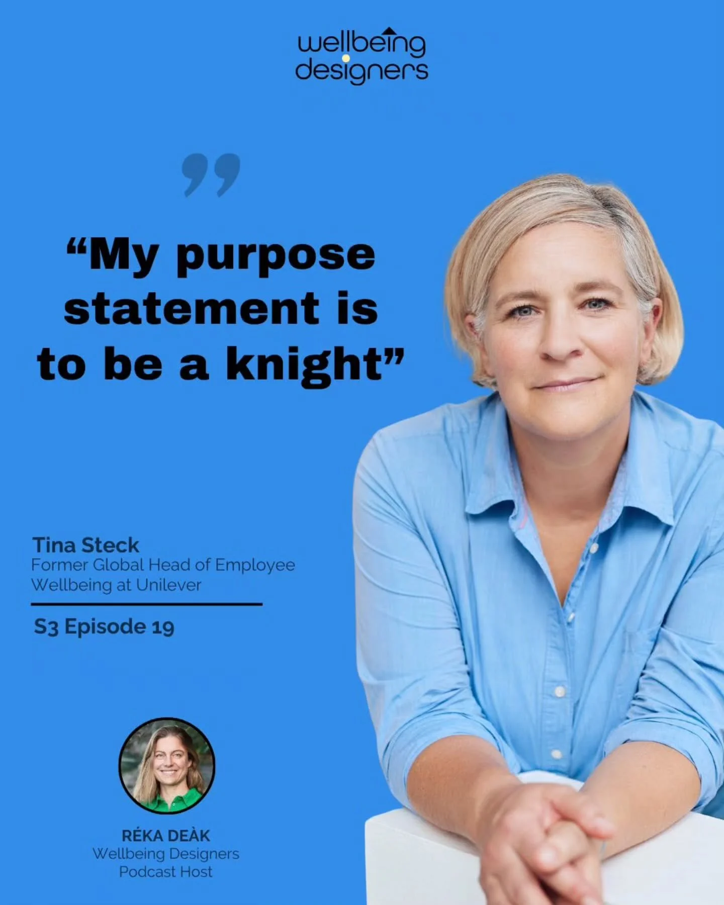 Curious about what Tina meant with this thought-provoking statement? 🤔

🎙️ Catch Episode 19 of the Wellbeing Designers Podcast for an inspiring conversation between Tina Steck and host Reka Deak.

For Tina, being a knight means staying true to who 
