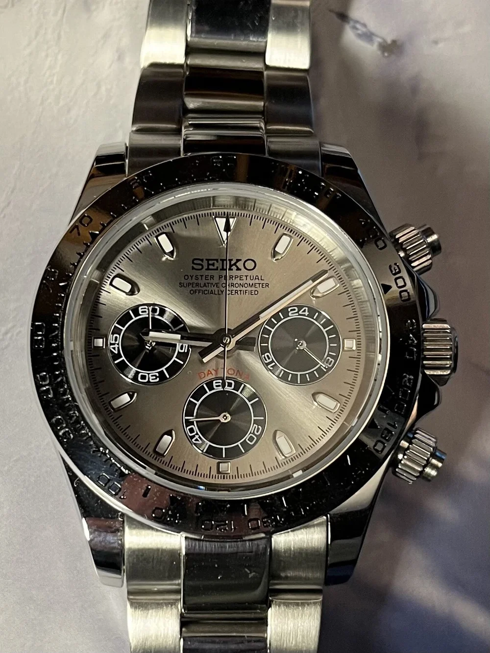 Seiko Mod Daytona Silver QMODWATCH Sport Premium Watch
