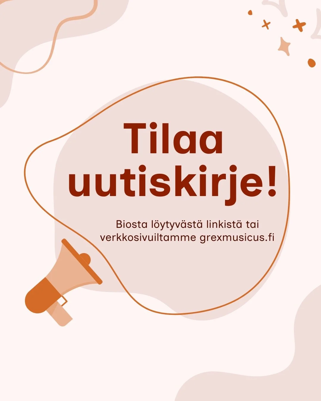 Haluatko ensimm&auml;isen&auml; tiedon Grexin juhlavuoden tulevista tapahtumista ja konserteista?

Liity uutiskirjelistalle! ✨

Uutiskirje l&auml;hetet&auml;&auml;n 2-3 kertaa vuodessa.

Voit tilata sen nyt helposti biosta l&ouml;ytyv&auml;st&auml; l