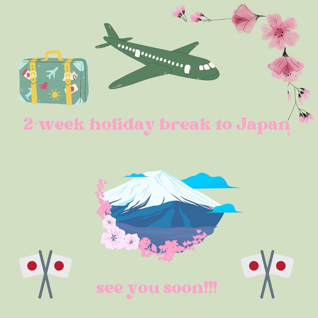 ✈️ WE&rsquo;RE GOING ON HOLIDAY ✈️

just letting you all know that I&rsquo;m officially out of the (virtual) office as I&rsquo;m going on a 2-week trip to Japan!!! 🌸🗻🎌🍜✨

I&rsquo;ll reply to any submissions/emails/messages as soon as I can when I
