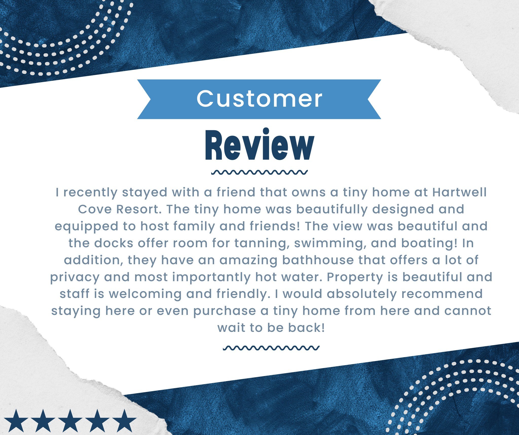 Another satisfied guest review here at Hartwell Cove! Our customer's satisfaction is our goal! Come visit us today and experience this top-notch service for yourself! ⭐️⭐️⭐️⭐️⭐️