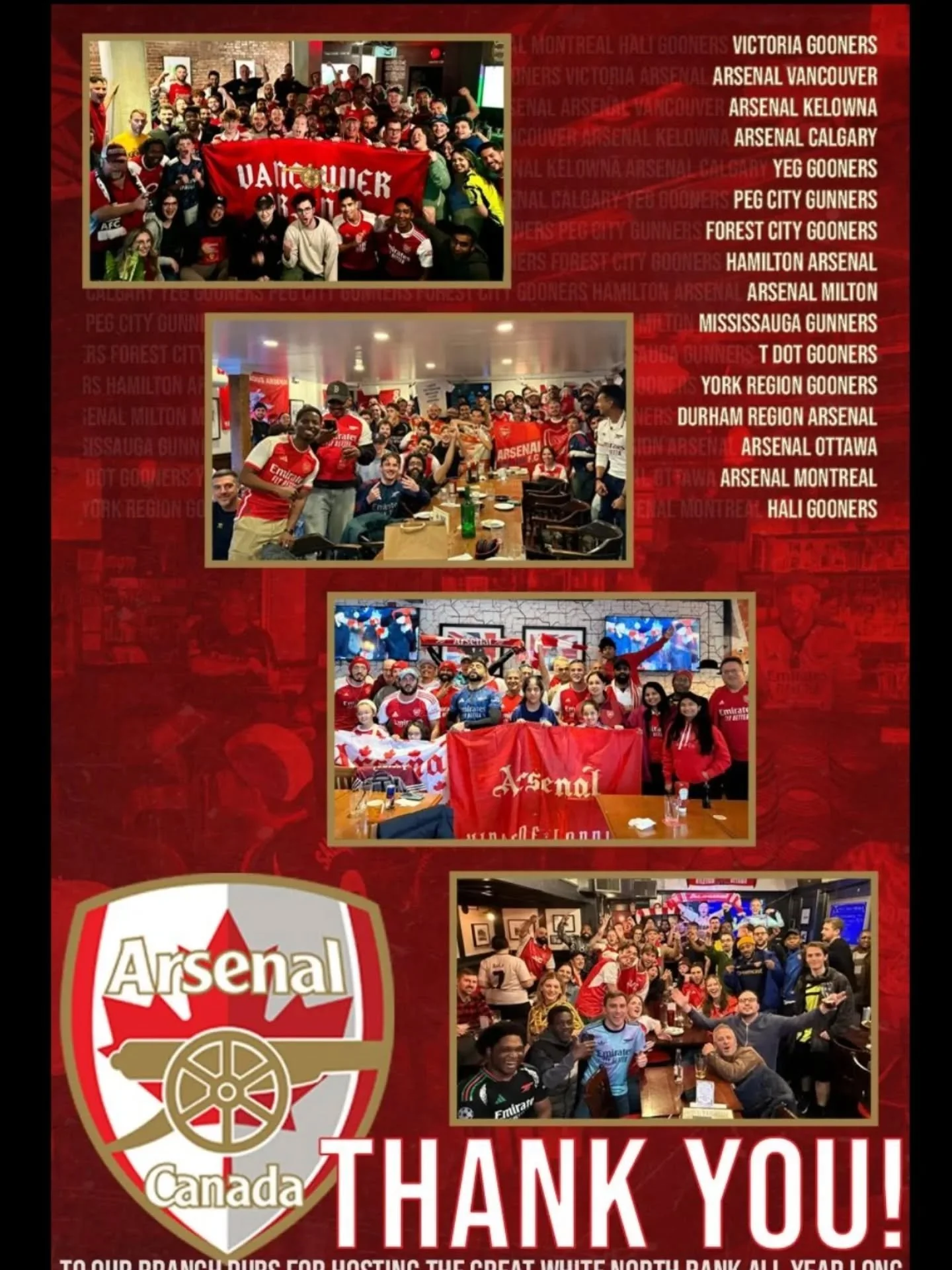 Our branches and its pubs are our backbone at Arsenal Canada and we thank each and every one of you to bring the Gunners community together ❤️🤍

Swipe to the second image to know the pub for your region or click the link in our bio. 

#COYG #Arsenal