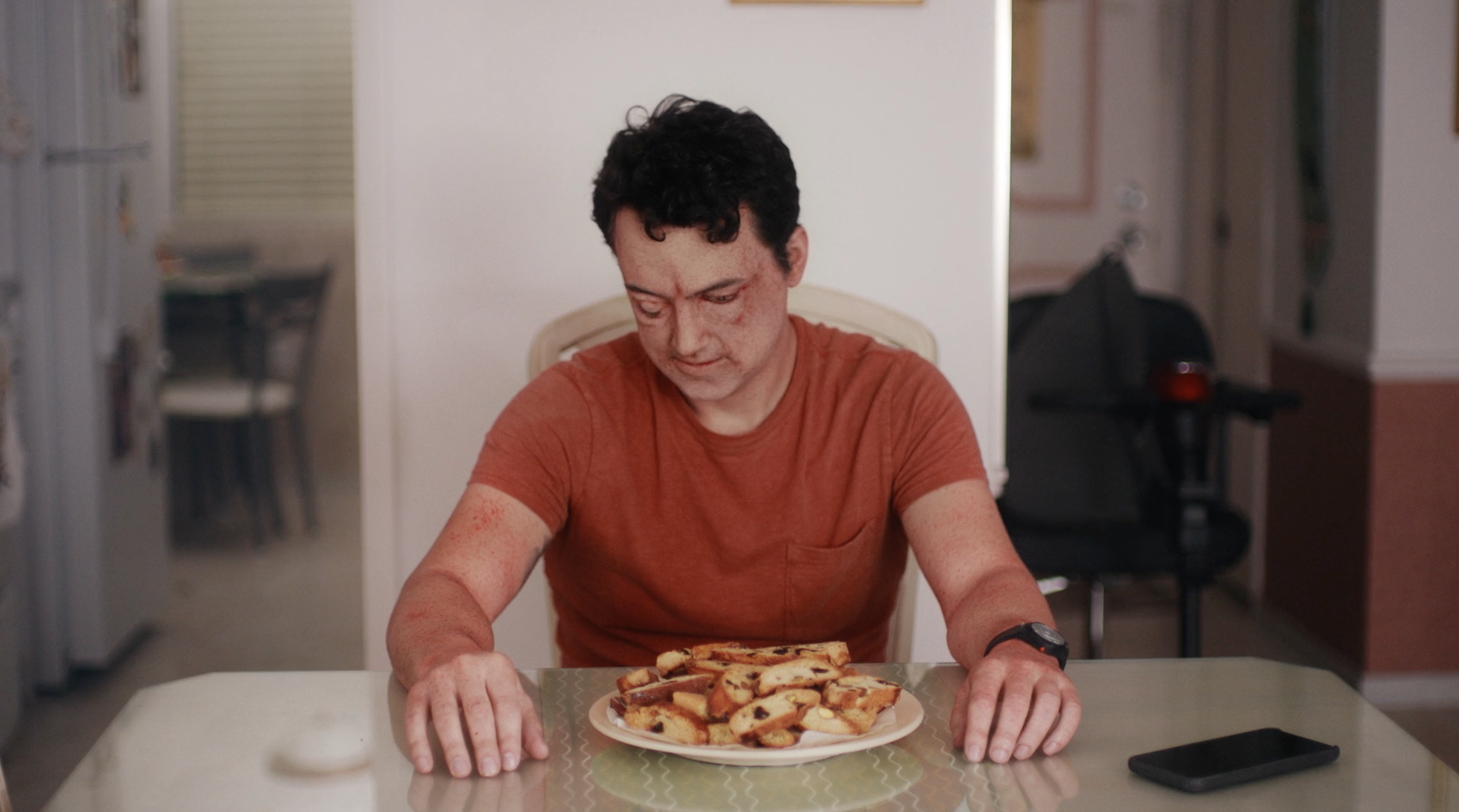 Prick //
Directed by Alexandra DiBucci //
When Peter Whimple indulges in a plate of homemade biscotti all alone at his grandma’s house, he doesn’t expect to wind up having a deathly allergic reaction. But, as a timid man with a crippling needle phobi