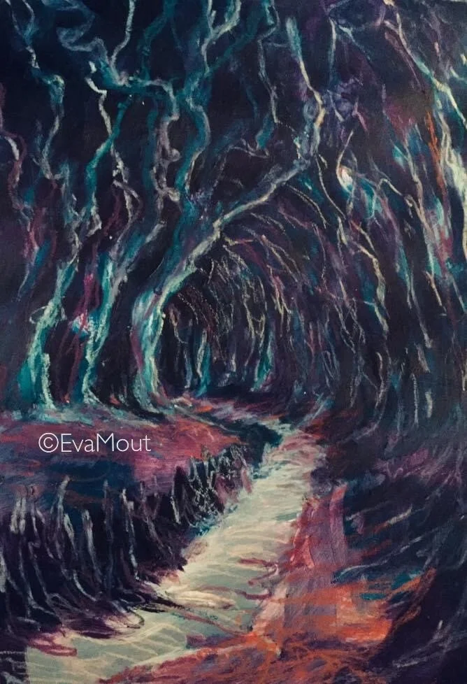 ‘Rose Forest 2’, acrylics and crayon on paper, A4, SOLD