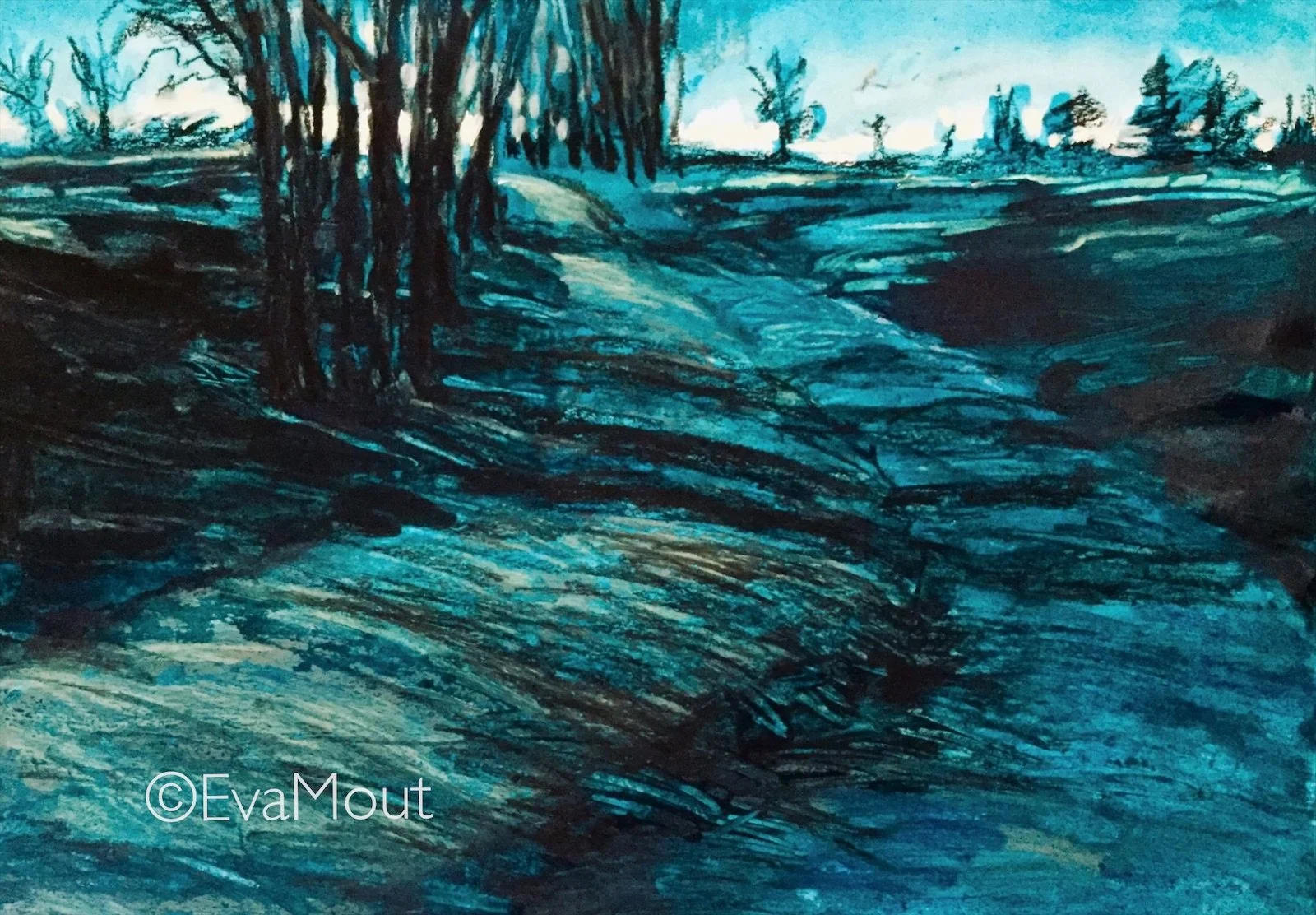 ‘Evening Walk 3’, acrylics and crayon on paper, A3, €360