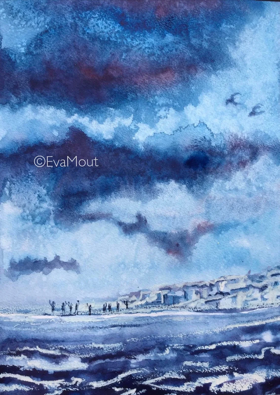 ‘The Sea of Ice’, acrylics and crayon on paper, A4, SOLD